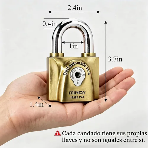 Vista 2 de Mindy Candado con llave resistente al agua de 2.362 in con 4 llaves
