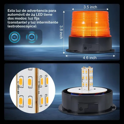 Vista 4 de AnTom Luz magnética inalámbrica de baliza, recargable de advertencia intermitente de emergencia, luces estroboscópicas que funcionan