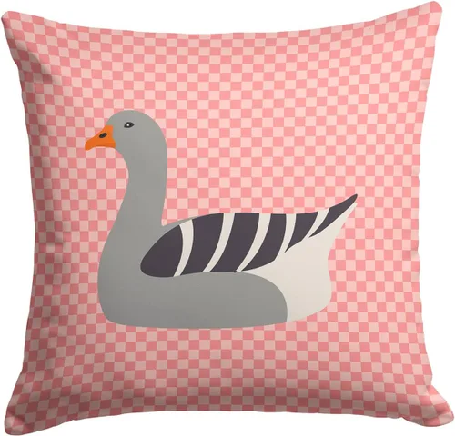 Vista 347 de Caroline's Treasures BB8163PW1414 Beltsville - Almohada decorativa de tela a cuadros pequeños, color blanco, pavo y gallina azul, lavable a máquina