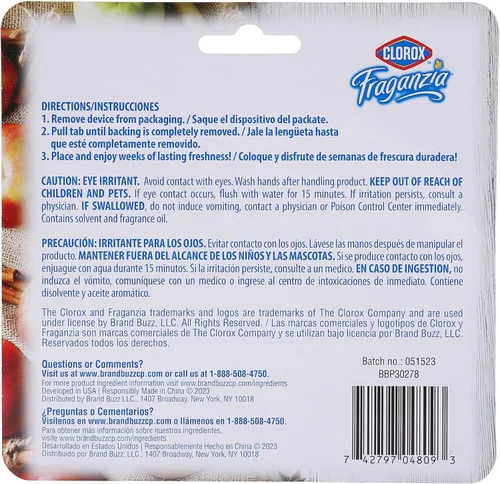 Vista 5 de Clorox Fraganzia - Ambientador para habitaciones pequeñas, manzana y canela, despegar y colocar, sin enchufe, sin batería, para armarios