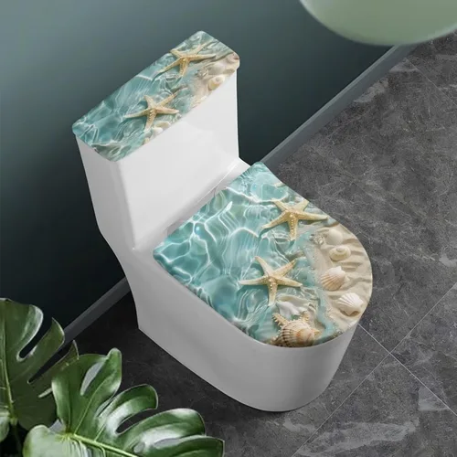 Vista 16 de Flashideas Juego de cubierta para tanque y tapa de inodoro con estampados de patas de perro coloridas - Elástico, se adapta a la mayoría de tanques