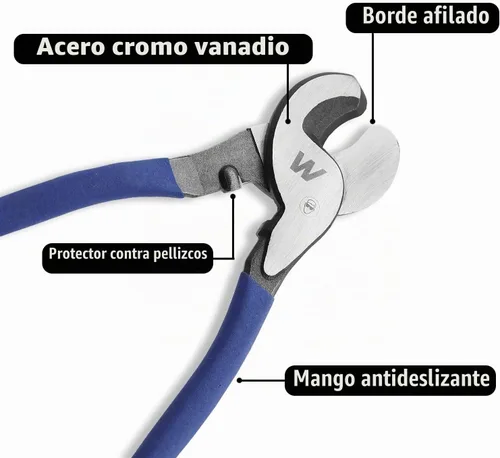 Vista 3 de Alicates de cable multifuncionales de 10.0 in, mango antideslizante, afilado, resistente al desgaste, cortadores de cable de acero de alto carbono