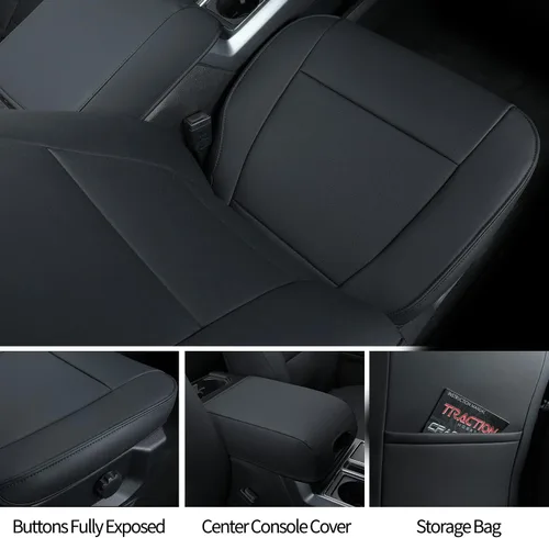Vista 4 de Covertopia Fundas de asiento de piel sintética F150, ajuste personalizado para Ford F150 SuperCrew 2015-2024 2025 y 2017-2024 2025 F250 F350 F450
