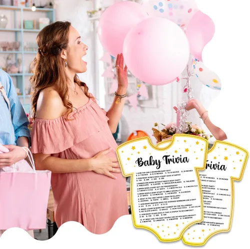 Vista 5 de Juegos de baby shower, tarjetas de juego de preguntas para bebés, suministros y actividades divertidos para juegos de fiesta de baby shower, género