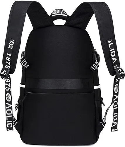 Vista 5 de Jotolan Mochila Sailor Moon con puerto de carga USB, mochila ligera para estudiantes, Negro2