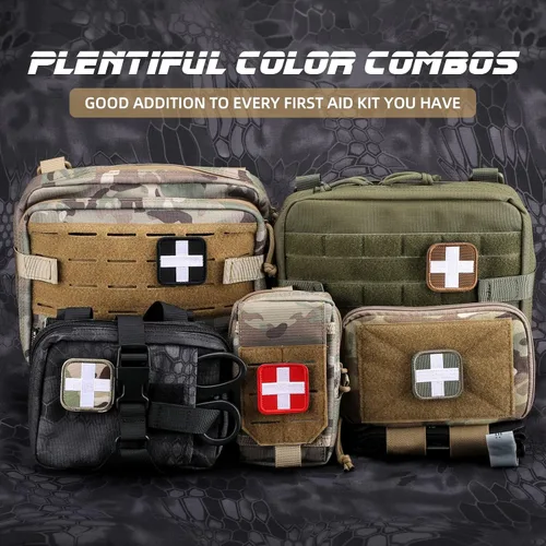 Vista 7 de LIVANS Medic Cross Moral Patch, parche de primeros auxilios de cruz blanca Verde militar (bordado) - 2 paquetes