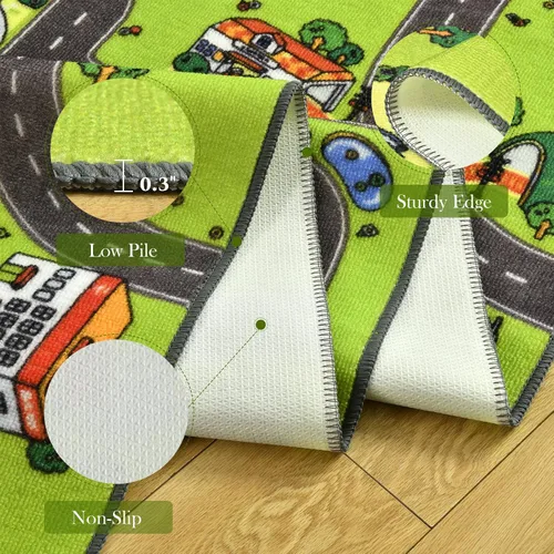 Vista 7 de Terrug Alfombra infantil para sala de juegos, antideslizante, lavable, mapa educativo de la ciudad para el aula, alfombra