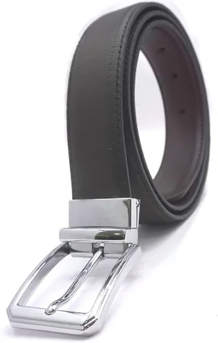 Vista 2 de Cinturón reversible para hombre, cinturón de cuero negro y marrón para pantalones de vestir