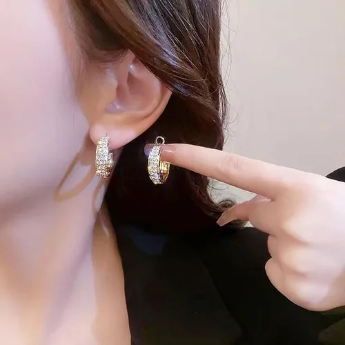 Vista 2 de Aretes de aro de actividad linfática, aretes de cristales para adelgazar, aretes de drenaje linfático para pérdida