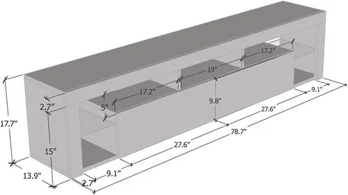 Vista 6 de MEBLE FURNITURE & RUGS Milano 200 - Soporte flotante para TV de hasta 90 pulgadas, moderno centro de entretenimiento de alto brillo de 79 pulgadas