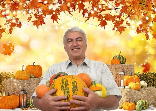 Vista 3 de Telón de fondo de fotos de Acción de Gracias de otoño de 8 x 6 pies, fondo de cosecha de calabaza, otoño, decoración temática de otoño, accesorios F2