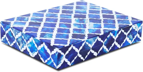 Vista 21 de Handicrafts Home Organizador para joyas y caja de almacenamiento, cajas decorativas para mujer y chicas, para envoltura, estampado de cheurón blanco