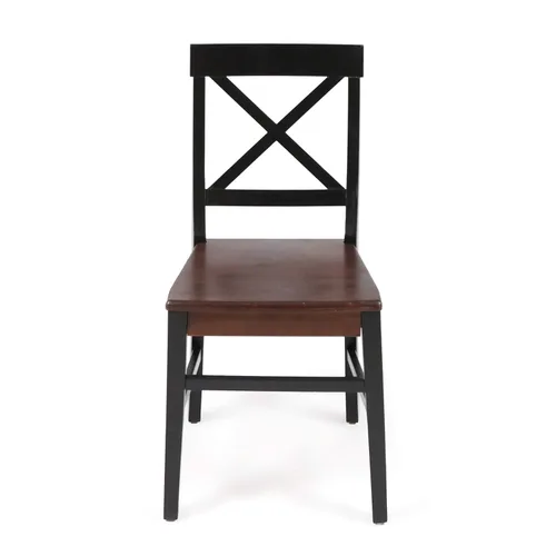 Vista 7 de Christopher Knight Home Roshan Farmhouse - Sillas de comedor de madera de acacia, color negro y nogal