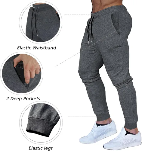 Vista 6 de BUXKR - Pantalones deportivos ajustados con bolsillos profundos para hombre, para gimnasio, correr y fisioculturismo