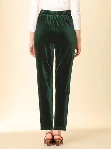 Vista 5 de Allegra K Pantalones de terciopelo elegantes de cintura alta con bolsillos para mujer 2023