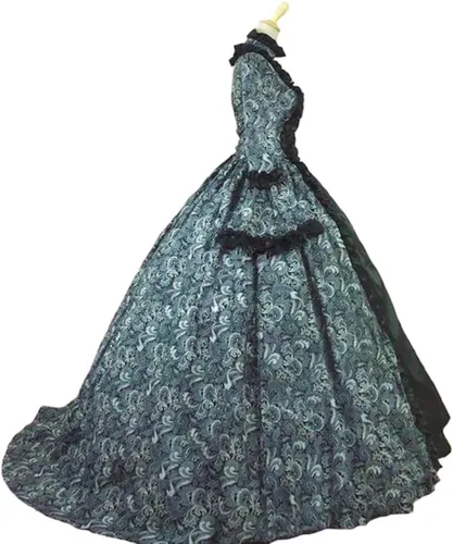 Vista 4 de Vestido de baile rococó para mujer del siglo 18, vestido gótico victoriano, disfraz de mascarada