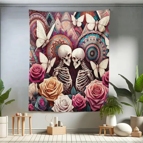 Vista 110 de Ambesonne Tapiz Trippy, vista panorámica de la cascada con bosques de ensueño y mandala oriental psicodélico, decoración de tela para colgar