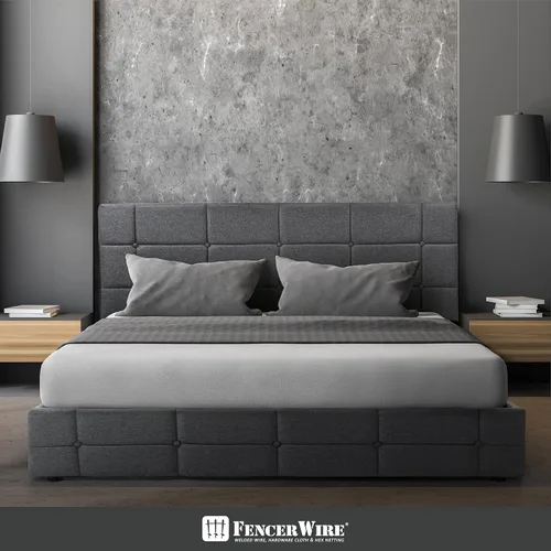 Vista 6 de Fencer Wire Base de cama de almacenamiento tapizada con 4 cajones y cabecera ajustable, botón cuadrado cosido acolchonado, marco de cama