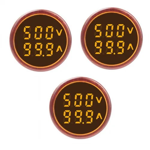 Vista 8 de Indicador de corriente y voltaje de CA de 3 piezas con pantalla de dos dígitos, monitor de instrumentos de medición multifunción LED de cabeza Verde