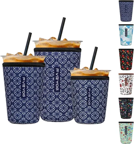Vista 103 de Fundas de neopreno reutilizables aisladas para café helado, fundas para tazas de café helado, fundas para bebidas heladas y calientes