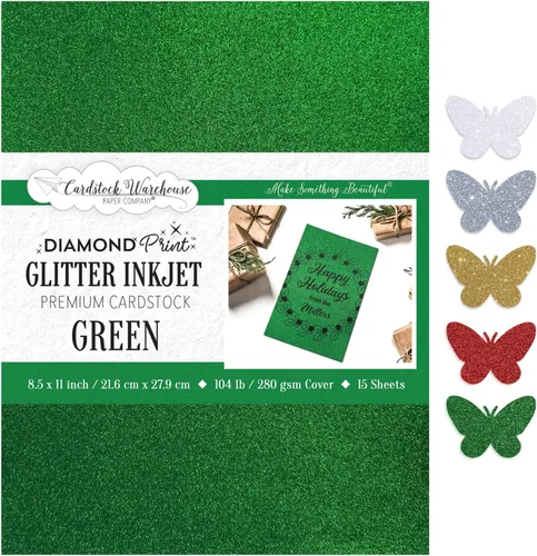 Vista 14 de Cardstock Warehouse Diamond Print Inkjet Glitter - Papel de cartulina con purpurina dorada de alta calidad, 15 hojas, 8.5 x 11 pulgadas, 104