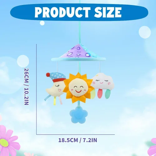 Vista 4 de Cochecito de bebé juguetes móviles, juguetes de cochecito con sonajero suave para 0 meses + (cielo)