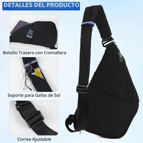 Vista 4 de Bolso bandolera, Negro, Compacto