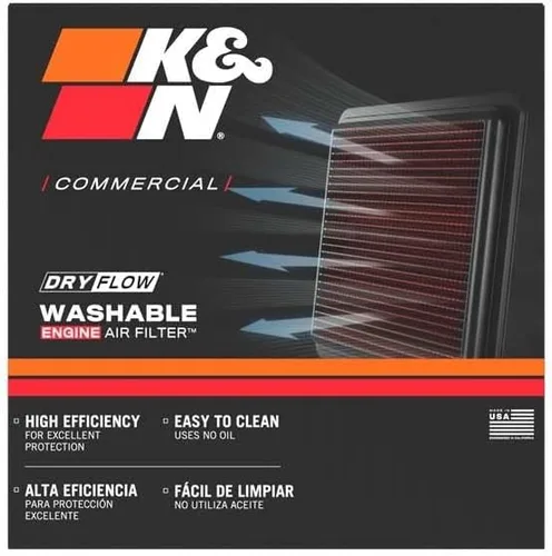 Vista 3 de K&N Filtro de aire del motor: Alto rendimiento, Premium, lavable, Filtro de repuesto: Compatible con motores seleccionados JOHN