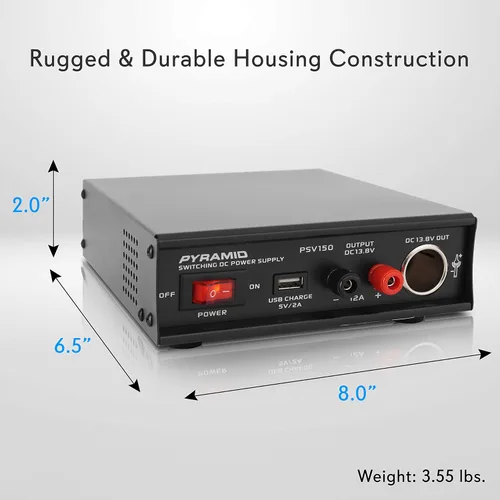Vista 7 de Pyramid Convertidor universal de fuente de alimentación AC-DC 12V: entrada de CA dual de 115/230V, puerto USB, terminal de tornillo para encendedor