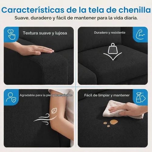 Vista 6 de Mjkone Juego de sofá de 2 piezas de 82 pulgadas, 3 plazas y sofá biplaza Gris oscuro