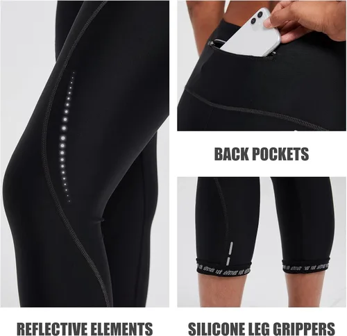 Vista 4 de BALEAF Pantalones de ciclismo para mujer, de cintura alta, 4D, acolchados, pantalones cortos capri de ciclismo 34, bolsillos UPF50+
