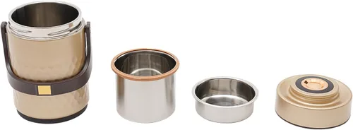 Vista 9 de Tarro de comida sellado de 67.6 onzas con tapa con asa, contenedor térmico de acero inoxidable de 3 niveles, recipiente de almuerzo de boca ancha a