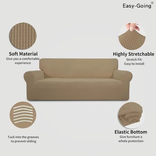Vista 109 de Easy-Going - Funda elástica sobredimensionada para sofá, 1 pieza, protector muebles, suave, parte inferior elástica, para niños, tela jacquard