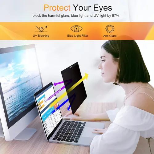 Vista 5 de Pantalla magnética de privacidad para MacBook Pro de 13 pulgadas (2016-2022, M1, M2), filtro de luz azul antirreflejos con cubierta de cámara