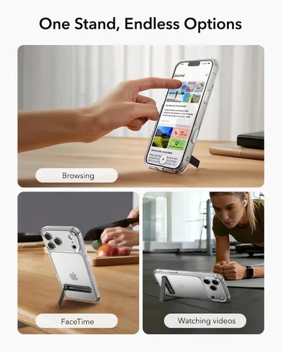 Vista 9 de ESR Boost Soporte para Teléfono con Pie de Apoyo, Soporte Vertical y Horizontal, Ángulo Ajustable, Compatible con iPhone Air 17 Pro Max, iPhone