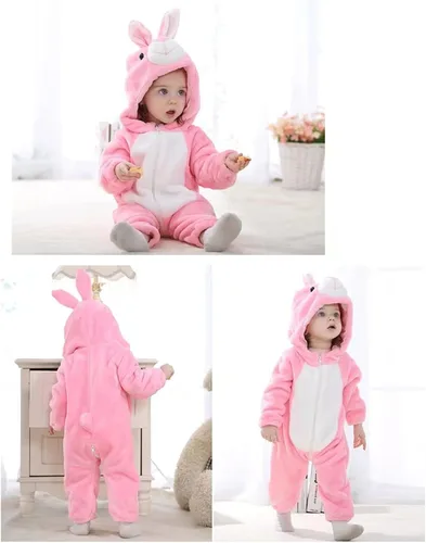 Vista 5 de Mameluco unisex de franela para bebé disfraz de animal con capucha traje de dibujos animados