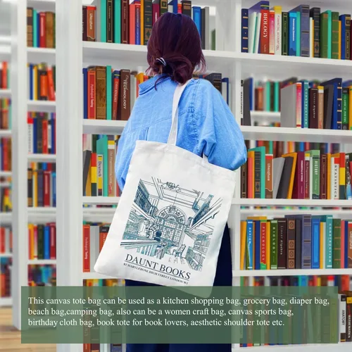 Vista 4 de Andeiltech Canvas Tote Bag Aesthetic Cute Vintage Tote Bags Book Shoulder bag Gifts Reusable Grocery Bags for Women