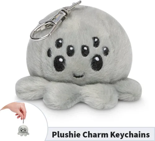 Vista 4 de TeeTurtle - Llavero de peluche (araña gris feliz)