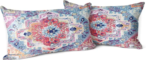 Vista 35 de Snycler Fundas de Almohada Decorativas Bohemias 16x16 pulgadas Juego de 2 Patrón de Alfombra Bohemia de Doble Cara Algodón Suave Funda de Cojín