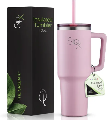 Vista 25 de SipX™ Vaso aislado de 30 onzas con asa y pajita, acero inoxidable aislado al vacío, a prueba de fugas, apto para portavasos - Perfecto para café