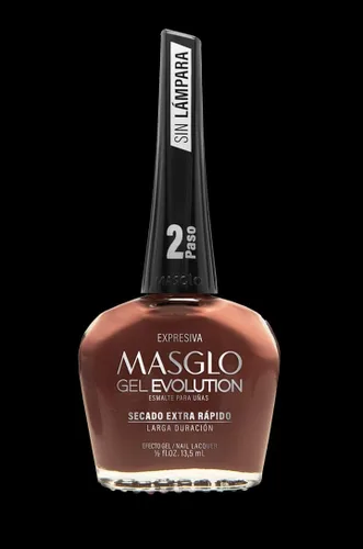 Vista 5 de MASGLO GEL EVOLUTION - Esmalte de uñas efecto gel, sin lámpara UV/Led, duración hasta 12 días, 3 unidades, base, esmalte expresiva, brillo - Efecto