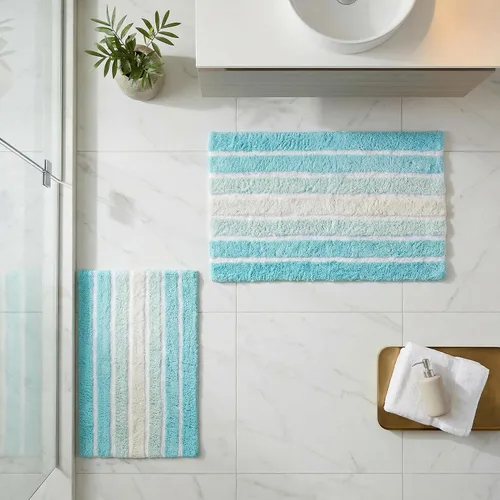 Vista 4 de Alfombra de baño diferente Alfombra de baño absorbente suave de algodón antideslizante para baño, alfombra costera neutra lavable