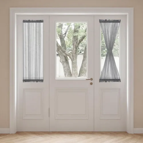Vista 52 de H. Versailtex Lino Natural y Poly semi-láminas Premium suaves y ricos materiales paneles de cortina con abrazadera ajustable para patio Gris