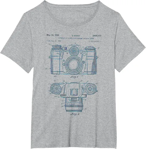 Vista 15 de Fotografía amante regalo cámara vintage esquema camiseta Negro