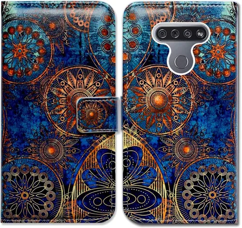 Vista 15 de Bcov Funda para LG K51/LG Reflect (LM-K500), diseño de libélula colorida funda de piel con tapa y ranura para tarjeta soporte para LG K51/LG Q51