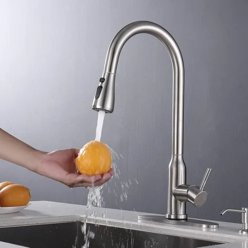 Vista 2 de Keer - Grifo de cocina táctil, grifo inteligente para fregadero de cocina con rociador extraíble, grifo de fregadero de barra de cocina activado