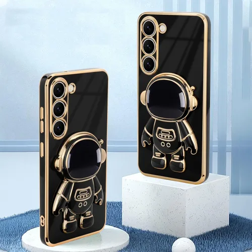 Vista 2 de Pepmune Compatible con Samsung Galaxy S22 5G Funda, Linda Funda de Astronauta 3D con Soporte Rectangular de Silicona Chapada con Protección Completa