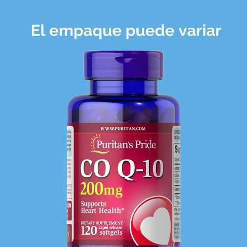 Vista 2 de Puritan's Pride Coenzima CoQ10 200mg, suplemento dietético para la salud del corazón, presión arterial, salud de las encías orales y apoyo