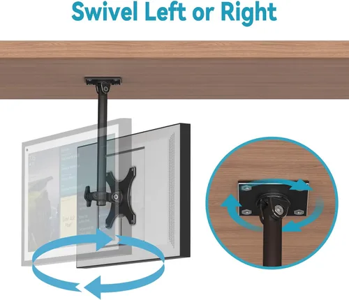 Vista 5 de Soporte para debajo del gabinete de cocina compatible con Echo Show 15, altura ajustable, soporte giratorio de inclinación giratoria, hacia adelante