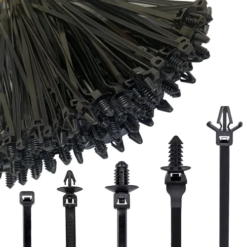 Vista 8 de 70 piezas de bridas de cables con montaje a presión de nylon con cierre de cremallera, bridas de plástico resistentes, bridas de cremallera